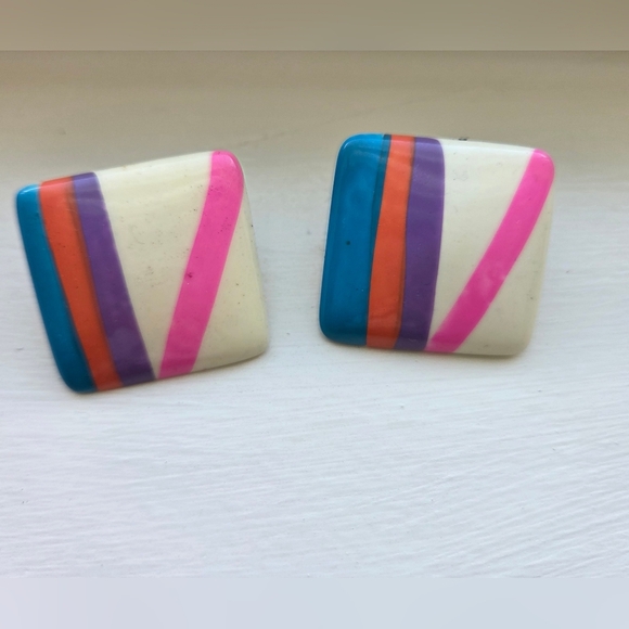 Colorful Square Earrings - Picture 1 of 2